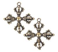BESPORTBLE Lot de 2 pendentifs Vajra en laiton robuste bouddhiste Dorje porte-clés et collier pendentif DIY bijoux accessoires rétro ornements pestle pour