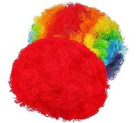 BESPORTBLE Lot de 2 perruques de fête folles - Costume de - Perruque tressée - arc-en-ciel multicolore - décorative - de clown - Rouge - Décoration P soie - Pour