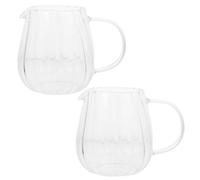 BESPORTBLE Lot de 2 Pichets à Café au Lait en Verre Transparent 250 Ml avec Poignée, Pichet à Lait Domestique Rayé, de Thé pour Usage Quotidien et Service à Table