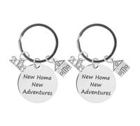 BESPORTBLE Lot de 2 porte-clés « Nouvelle maison » : porte-clés en acier inoxydable en forme de maison - - « Nouvelles aventures 2026 » - Pendentif clé souvenir pour premier propriétaire