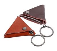 BESPORTBLE Lot de 2 Porte-médiators en Cuir Véritable, Étui Compact Marron Foncé et Orange pour Rangement Médiators Guitare, Ukulélé et Basse, Porte-clés Pratique pour Accessoires
