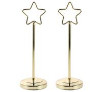 BESPORTBLE Lot de 2 porte-noms de table en métal - Porte-numéros de table en forme d'étoile dorée pour la décoration de repas, de réceptions de mariage et de fêtes.