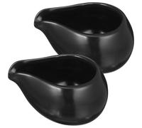 BESPORTBLE Lot de 2 Pots à Lait en Céramique Noire Petites Tasses à Café Bec Verseur Rond Adaptées Cuisine et Table Légères et Pratiques pour Miel Lait et Sauces Usage Ménager et