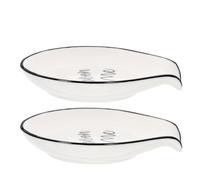 BESPORTBLE Lot de 2 Repose-cuillères en Céramique Réutilisables, Porte-cuillère Noir Bord Délicat, Support Ustensiles la Cuisine Polyvalent, Plan de Travail et Table à Manger