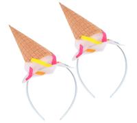 BESPORTBLE Lot de 2 Serrage-Têtes Blanc de Cornet de Glace Accessoire pour Cheveux Garçon et Filles et Adulte Bandeau Déguisement Gourmand pour Fête D’Anniversaire Halloween et Cosplay