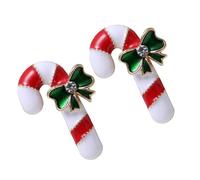 BESPORTBLE Lot de 2 set de Broches Créatives de Noël de Bâton de Marche avec Cristaux Épingles à Poitrine Élégantes Blanc Rouge et Vert Accessoire Festif pour Vêtements et Paquet