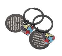 BESPORTBLE Lot de 2 set de Porte-Clés Puzzle en Acier Inoxydable Noir Rond - Présents de Remerciement pour Enseignants en Éducation Spécialisée - Porte-Clés Éducatifs Anti-Stress pour