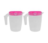 BESPORTBLE Lot de 2 Set de Set de Pichets à Eau Froide 1 L en Plastique Rouge avec Couvercle, Pichet Infuseur pour Réfrigérateur, Carafe à Thé Glacé pour Maison et Restaurant, Service