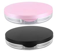 BESPORTBLE Lot De 2 Sets De Étuis De Rangement pour Houppette à Maquillage 5g Compact Portables avec Filet Élastique pour Éponges Cosmétiques Usage Quotidien Maison Voyage Rose Et Noir