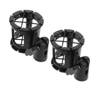 BESPORTBLE Lot de 2 Supports Anti-Vibrations pour Microphone Structure Alvéolaire Renforcée Cadre en Plastique Noir Compatible Pieds de Micro Condensateur Support Antichoc pour