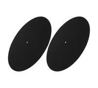 BESPORTBLE Lot de 2 Tapis pour Platine Vinyle en Laine Antistatique Tapis Rond Noir 285 MM Accessoires Antidérapants pour Disques Vinyles Protection Plateau Platine Usage Maison et Salon