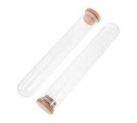 BESPORTBLE Lot de 2 Tubes en Verre Décoratifs 35X22 CM Bouchon en Bois pour Fleurs Séchées et Micro-Paysage Accessoires DIY pour Décoration Intérieure et Présents Personnalisés