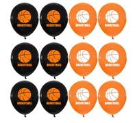 BESPORTBLE Lot de 20 Ballons en Latex Imprimés Basket-Ball 30 CM Décorations de Fête Anniversaire Ballons Gonflables Orange et Noir pour Événement Sportif