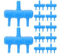 BESPORTBLE Lot de 20 distributeurs de Pompe à air pour Aquarium, 4 Sorties - Vanne de contrôle du débit d'air 8 mm à 4 mm, connecteur de Tuyau d' pour Diffusion dans l'aquarium (Bleu).