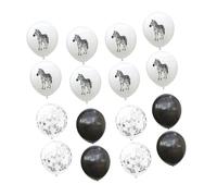 BESPORTBLE Lot de 20 set de Ballons en Latex Décoratifs pour Anniversaire 10 Ballons Zèbre Noirs Unis Argentés à Paillettes pour Fêtes D’Garçon et Filles et Décorations Festives