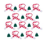 BESPORTBLE Lot de 20 Sets de Mini Bonnets Tricotés Rouges et Blancs Écharpes Assorties et Pompons Argentés Verts Accessoires DIY pour Décoration Festive de Bouteilles de Vin et Activités
