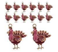 BESPORTBLE Lot de 24 mini pendentifs dinde pour l'automne et Thanksgiving - breloques en alliage pour bijoux et accessoires de fête saisonniers