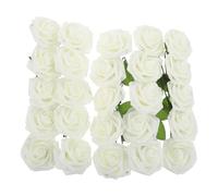 BESPORTBLE Lot de 25 Roses Artificielles en Mousse avec Tiges Couleur Blanc Crème Fleurs Réalistes pour Centres de Table Décoration de Mariage Saint-Valentin et Créations DIY