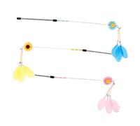 BESPORTBLE Lot De 3 Bâtons De pour Chat en Plumage Colorées Jouets Interactifs pour Chats Motif Tournesol Adaptés Aux Jeux à Améliore La Relation Et Son