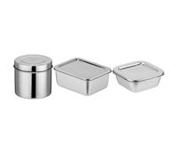 BESPORTBLE Lot de 3 Boîtes à Lunch en Acier Inoxydable avec Couvercle Format Rond 9 CM Carré et Rectangle Profond Boîtes de Rangement Pratiques et Étanches pour Usage Domestique et