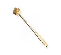 BESPORTBLE Lot de 3 Cuillères à Café en Acier Inoxydable Doré, Long Manche, Forme Pétale Fleur de Cerisier, Cuillères à Mélanger pour Café, Dessert et Cocktails, Usage Maison et Bar