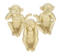 BESPORTBLE Lot de 3 Figurines de Singes en Résine Dorée Décoration D’Animaux Miniature pour Bureau et Maison Statue de Singe Décorative Artistique en Résine Ornement Original pour Espace