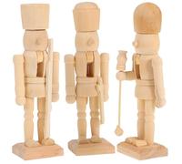BESPORTBLE Lot de 3 Marionnettes Casse-Noisette en Bois 13 CM Décorations de Noël à Colorier Ensemble de Soldats Traditionnels Ornements Créatifs pour Fêtes et Décoration Intérieure
