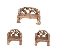 BESPORTBLE Lot De 3 Mini Meubles De Jardin en Résine pour Micro-Paysage, Décoration Intérieure Et Extérieure, Mini Chaise Et Banc Miniature, Décoration D’Ornement De Jardin Léger Et Polyvalent
