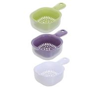 BESPORTBLE Lot de 3 Paniers D'égouttage Double Couche avec Poignée, Égouttoir en Plastique pour Fruits Et Légumes, Petite Passoire avec Tamis pour Laver Les Mini-baies, Tomates Et Raisins (7,9 X