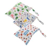 BESPORTBLE Lot De 3 Paquet Humides Imperméables pour Couches Lavables Bébé, Petit Format, en Tissu Étanche avec Motifs Animaux Colorés, Garderie, La Piscine Rangement des Lingettes