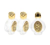 BESPORTBLE Lot de 3 Petites Bouteilles d'eau Bénite Vides en Verre Relief, Rechargeables, Décoratives et Portables, 2ème Taille Dorée, pour Voyage et Usage Domestique