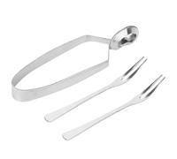 BESPORTBLE Lot de 3 Pinces à Escargots en Acier Inoxydable 304, Ustensiles Cuisine pour Restaurant et Maison, 1 Pince à Escargot et 2 Fourchettes, Usage Buffet, Barbecue et Service