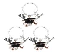 BESPORTBLE Lot de 3 porte-clés en forme de toque de remise de diplôme : 2026, pour étudiants, enseignants et jeunes diplômés. Pendentif en métal en forme de toque, idéal comme souvenir de