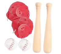 BESPORTBLE Lot de 3 Sets de Mini-Battes de Baseball en Cuir et Bois Ensemble de Décoration Sportive pour Garçon et Filles Accessoires de Baseball Jouets Réalistes Jeux en Extérieur