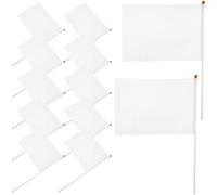 BESPORTBLE Lot de 30 mini drapeaux blancs sur bâtonnets, drapeaux unis en polyester pour événements sportifs, accessoires de photomaton, cérémonies de remise de diplômes, activités scolaires