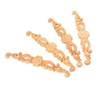 BESPORTBLE Lot de 4 Appliques en Bois Sculpté Non Peint Style Européen, Décor Mural 20X3,5X0,8 CM, Décorations pour Portes, Meubles et Armoires, Accessoires de Bricolage Décoratif