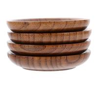 BESPORTBLE Lot de 4 Assiettes Rondes en Bois pour Sauce Soja, Bols à Trempette 7,5 Cm, Plats à Sauce pour Sushi et Apéritif, Vaisselle Pratique et Décorative pour Maison et Restaurant