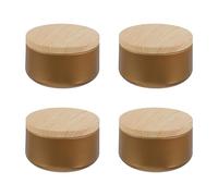 BESPORTBLE Lot de 4 Boîtes en Fer-Blanc 8oz Couvercle Bois, Contenant à Bougies Hermétique, pour Rangement et Fabrication de Bougies, Présent pour Fêtes et Décoration de Table