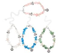 BESPORTBLE Lot de 4 bracelets à breloques océan et plage : bracelets extensibles réglables en gravier avec coquillage, tortue, étoile de mer et perles - Bijoux pour femmes