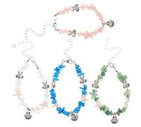 BESPORTBLE Lot de 4 Bracelets Extensibles Femme à Breloques Océaniques en Perles de Pierre et Coquillage Taille Ajustable Couleurs Transparent Vert Bleu Rose - Bijoux de Plage Légers
