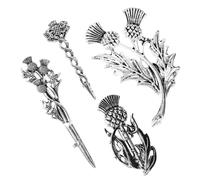BESPORTBLE Lot de 4 Broches Chardon Écossais Rétro en Alliage - Épingle à Pull et Châle, Broche Ornement Mariage, Accessoires Bijoux Femme pour Vêtements Cérémonie et Usage Quotidien