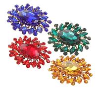 BESPORTBLE Lot De 4 Broches En Cristal Coloré Pour Femme Élégantes Décoratives Accessoires De Mode Vintage Fantaisie Or Bleu Rétro Émail Chiffres Bijoux En Petites Pierres