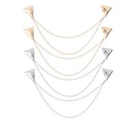 BESPORTBLE Lot de 4 broches vintage à clous : épingles à revers à chaîne, à pompon et à accrocher au col d'un costume ou d'une chemise. Accessoires pour smoking, foulard et cravate, pour