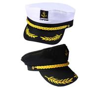 BESPORTBLE Lot de 4 Chapeaux de Capitaine de Marin Ajustables en Coton Polyester, Légers et Portables, Vacances, Mariages et Cosplay Design Classique Blanc et Noir