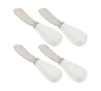 BESPORTBLE Lot de 4 Couteaux à Beurre Fromage en Acier Inoxydable Manche en Céramique, Spatules Polyvalentes pour Étaler Beurre et Crème en Restaurants
