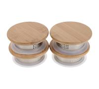 BESPORTBLE Lot de 4 Couvercles de Remplacement en Acier Inoxydable et Bambou pour Carafe en Verre, Bouchons Étanches Universels pour Pichet D'eau, Usage Domestique Cuisine, Protection