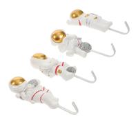 BESPORTBLE Lot de 4 Crochets Muraux Astronautes en Résine, sans Poinçon, Design Unique Décoratif, Fixation Adhésive Forte, pour Porte, Mur et Rangement Maison, Style Créatif et Fonctionnel