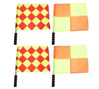 BESPORTBLE Lot de 4 Drapeaux d'Arbitre à Motif Quadrillé Drapeaux de Signalisation Haute Visibilité pour Juge de Ligne 2 Petits et 2 Grands Carrés Légers et Portables pour Football