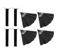 BESPORTBLE Lot de 4 Éventails Pliables Noirs pour Kung-Fu et Tai-Chi 10 Pouces Ossature en Plastique Tissu Oxford Résistant Accessoire Sonore pour Performance et Danse Traditionnelle