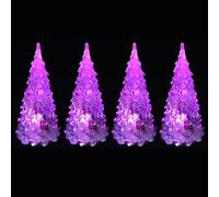 BESPORTBLE Lot de 4 Mini Sapins de Noël LED Multicolores en Cristal Décorations de Noël de Bureau Petites Décorations Lumineuses pour Sapin Éclairage Festif Compact et Coloré